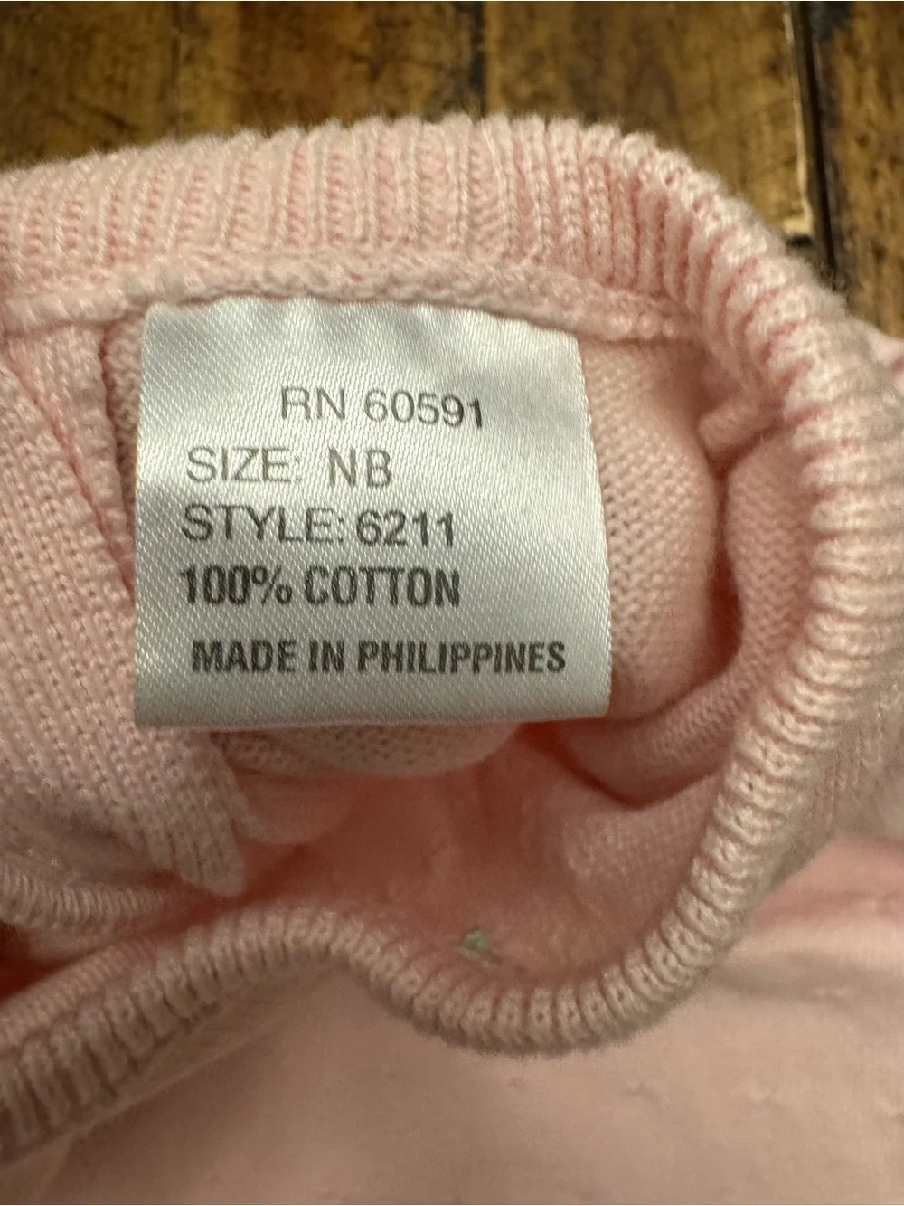 Petit Ami Vintage Pink Knit Infant Sleep Gown Hand Embroidered Rosebud NB